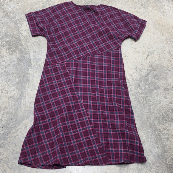 209 West 138 Cherry Plaid V Neck Short Sleeve Midi Dress Size M - Picture 7 of 7